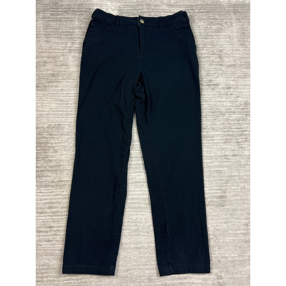 Woman Within Chino Pants Women 12W Black Straight Leg Stretch Solid Casual
